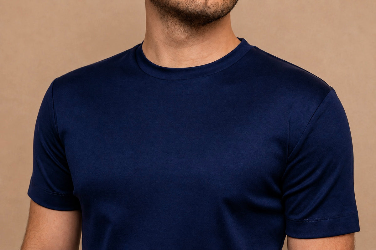 Luxe Double Mercerised T-Shirt - Navy