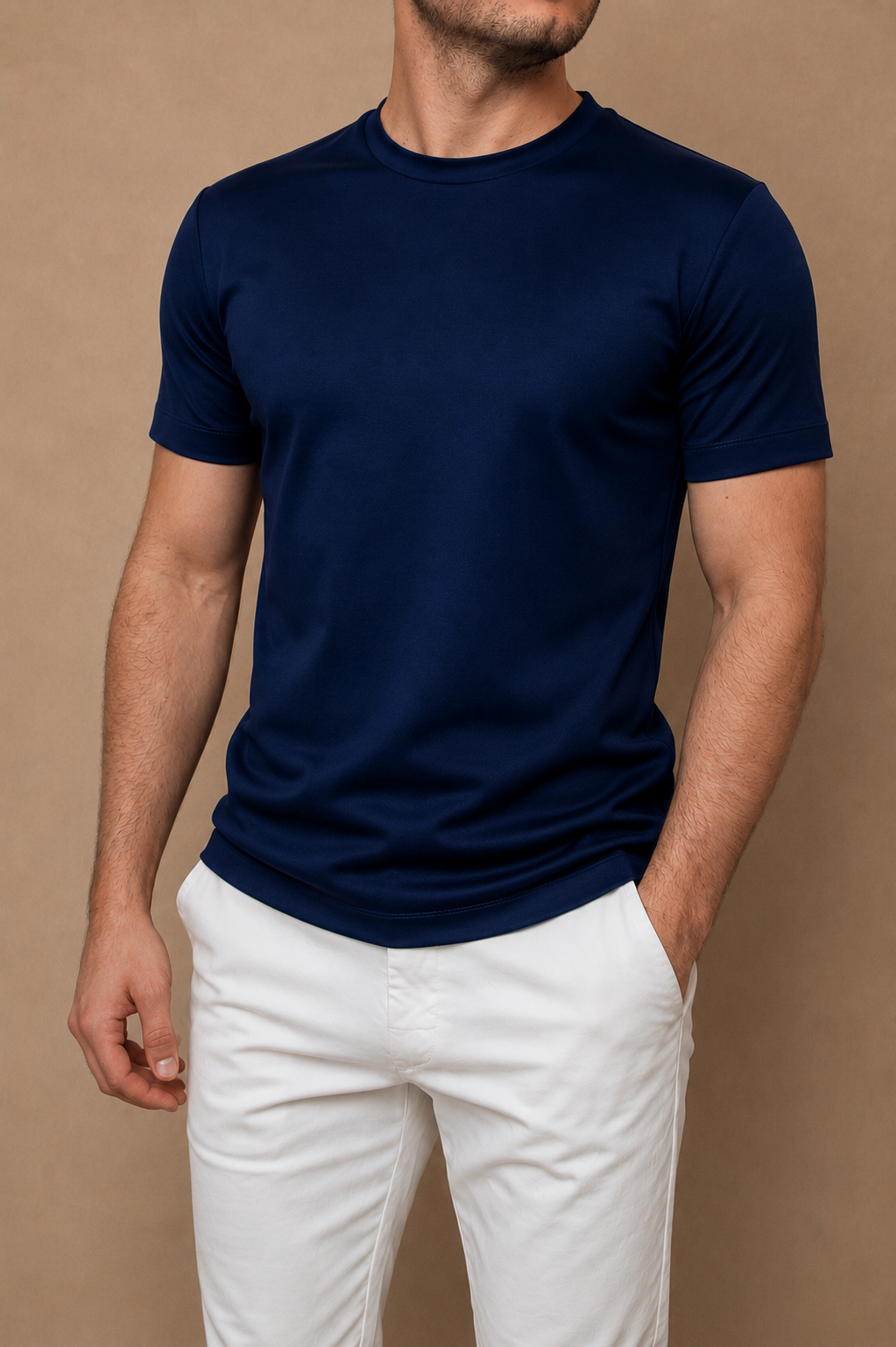 Luxe Double Mercerised T-Shirt - Navy