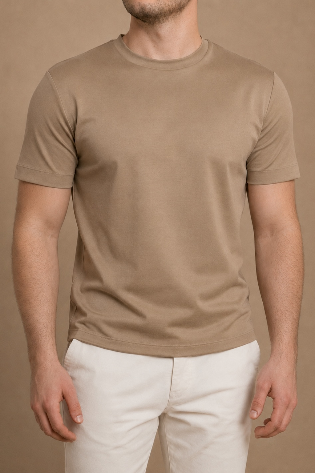 Luxe Double Mercerised T-Shirt - Taupe
